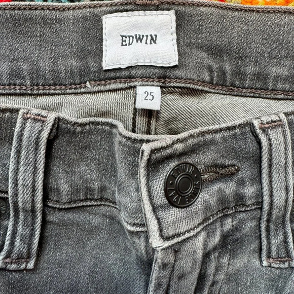 Edwin Jeans Candice 10” high rise skinny Grey Rinse denim jeans  size 25 - Picture 3 of 7